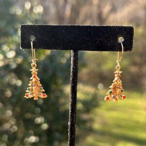 HOLIDAY🎄🎄ART Arthur Pepper Gold Rhinestone Tree EARRING